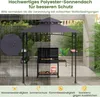 A grill gazebo in a backyard setting with a grill underneath, showing water droplets on the fabric. Produktbild-Vorschau