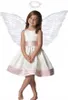 A young girl dressed as an angel, wearing a white dress with pink trim, large white wings, and a halo. Anteprima dell’immagine prodotto