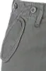 A close-up view of the pocket and button details of a pair of green cargo pants. Produktbild-Vorschau