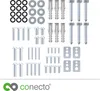 A collection of screws, washers, and wall anchors, along with a logo and brand name at the bottom. Anteprima dell’immagine prodotto