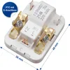 A close-up view of a white electrical component with gold connectors. Produktbild-Vorschau
