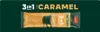 A single-serving packet of Jacobs 3-in-1 Caramel instant coffee drink, displayed against a dark green background. Produktbild-Vorschau