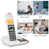 A collage of images showing a cordless phone and various lifestyle scenarios. Produktbild-Vorschau