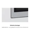 A close-up view of a modern kitchen cabinet with a stainless steel appliance, likely a microwave or oven, integrated into it. The text below describes easy assembly and suitability for kitchens without upper cabinets. Náhľad obrázku produktu