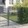 vidaXL Cancello di recinzione con punte Grigio 150 x 100 cm Anteprima dell’immagine prodotto 3