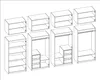 A line drawing illustration of modular wardrobe components. Podgląd zdjęcia produktu