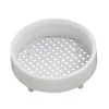 A white plastic sieve with a grid pattern inside and three small legs underneath, shown against a white background. Podgląd zdjęcia produktu