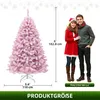 A couple stands next to a pink Christmas tree, with size indicators for both the tree and the people. Produktbild-Vorschau