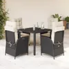 Möbel 5-tlg. Garten-Essgruppe mit Kissen Schwarz Poly Produktbild-Vorschau 1