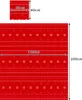 A red blanket with a white pattern and dimensions indicated. Produktbild-Vorschau