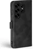 A close-up side view of a black flip-style phone case for a Samsung Galaxy S25 Ultra. Produktbild-Vorschau