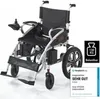 An electric wheelchair is shown against a white background, with marketing labels indicating its features and rating. Náhľad obrázku produktu