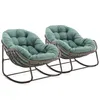 Two green rocking chairs with brown frames are shown against a white background. Produktbild-Vorschau