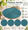Tischset 4er Set Petrol rund 35 cm Ø Platzset abwaschbar Produktbild-Vorschau 2