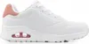 A side view of a white Skechers sneaker with pink accents. Produktbild-Vorschau