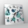 Wanduhr - Quadrat - Glasuhr - Wale Schiffe Kinder Seesterne Produktbild-Vorschau 4