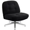 A black corduroy accent chair with a chrome swivel base. Voir les images du produit