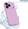 A light purple phone case is shown with water splashing around it. Produktbild-Vorschau