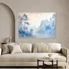 Leinwandbild Wald Nebel Morgen Natur 90x60 Feeby Blau bild Produktbild-Vorschau 3