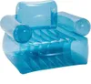 A transparent blue inflatable armchair is shown against a white background. Produktbild-Vorschau