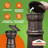 Marketing image for a GARDEBRUK® Terrassenofen, showing its features with icons and text, and a close-up of the product. Anteprima dell’immagine prodotto