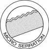 A circular graphic with the text 'MICRO SERRATION' around the bottom edge. Inside the circle, there is a diagram of a serrated edge with diagonal lines. Anteprima dell’immagine prodotto
