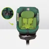 A green car seat with a close-up inset showing the harness system. Náhľad obrázku produktu