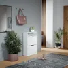 A hallway with a shoe cabinet, plants, a mirror, and a rug. Náhľad obrázku produktu