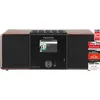 A Telestar DIRA S 32i portable analog and digital radio with a wood-grain finish is shown against a white background. Produktbild-Vorschau