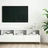 A modern living room setup with a TV mounted on the wall above a white media console. Podgląd zdjęcia produktu