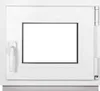 A white PVC window frame with a clear glass pane, shown from the front. Anteprima dell’immagine prodotto