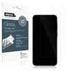 The image shows the packaging of a screen protector next to a smartphone with screen protectors on it. Podgląd zdjęcia produktu