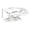 A technical drawing with dimensions of a height-adjustable desk converter. Anteprima dell’immagine prodotto