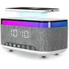 A digital alarm clock with a Bluetooth speaker and wireless charging pad. Produktbild-Vorschau