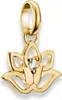A close-up studio shot of a gold lotus flower charm with a small diamond in the center, suspended from a gold bail. Anteprima dell’immagine prodotto