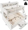 A white bunk bed with dimensions labeled in centimeters. Produktbild-Vorschau