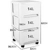 A white plastic drawer unit with dimensions labeled. Produktbild-Vorschau