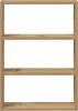 A simple, three-shelf wooden bookcase against a white background. Anteprima dell’immagine prodotto