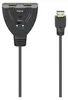 A black HDMI switch with two input ports and one output port, along with an attached HDMI cable and connector. Anteprima dell’immagine prodotto