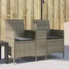 vidaXL Gartensofa 2-Sitzer mit Tisch und Kissen Grau Poly Produktbild-Vorschau 3
