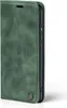 A green flip cover phone case is shown from the side against a white background. Produktbild-Vorschau