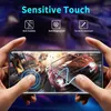 Hands holding a smartphone displaying a racing game, with marketing text and icons overlaid. Produktbild-Vorschau