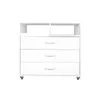 A white cosmetic and podiatry trolley with three drawers and an open shelf compartment at the top, shown against a white background. Náhled obrázku produktu