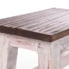 A close-up view of the top and legs of a small wooden stool. Produktbild-Vorschau