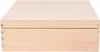 A close-up, front-facing view of a wooden box with a lid. Produktbild-Vorschau