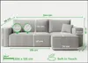 A diagram showing the dimensions of a gray sectional sofa. Náhled obrázku produktu