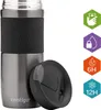 A gray Contigo travel mug with its lid off, placed next to it. Icons indicating features are displayed on the right side. Anteprima dell’immagine prodotto