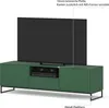A green TV lowboard with a television on top and electronic devices inside. Produktbild-Vorschau