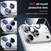 A close-up of a phone's camera lens protector being applied, with inset images highlighting its protective features. Produktbild-Vorschau
