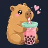T-shirt da donna con stampa "Kawaii Capybara Boba Bubble Anteprima dell’immagine prodotto 3